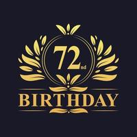 logo de luxe 72e anniversaire, célébration de 72 ans. vecteur