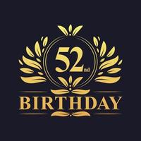 logo de luxe 52e anniversaire, célébration de 52 ans. vecteur