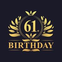 logo de luxe 61e anniversaire, célébration de 61 ans. vecteur