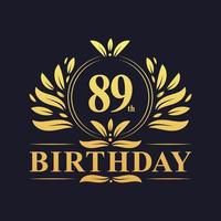 logo de luxe 89e anniversaire, célébration de 89 ans. vecteur