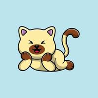 illustration d'icône vectorielle de dessin animé mignon chat couché. animal icône concept isolé vecteur premium