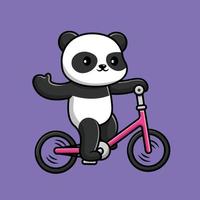 illustration d'icône vectorielle de dessin animé de vélo de panda mignon. concept d'icône de sport animal isolé vecteur premium.