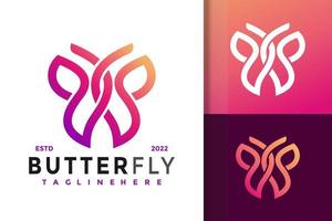 papillon ligne élégant modèle de vecteur de conception de logo moderne