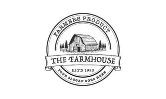 modèle de conception de logo de maison de ferme vintage - illustration vectorielle vecteur