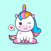 licorne mignonne assise sans symbole d'amour, vecteur eps 10