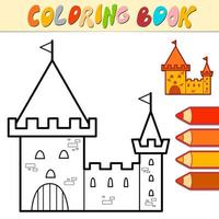 livre de coloriage ou page pour les enfants. château noir et blanc vecteur