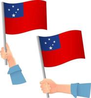 drapeau des samoa dans l'icône de la main vecteur
