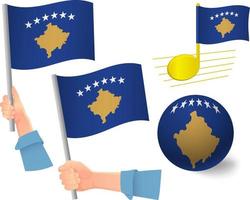 jeu d'icônes de drapeau kosovo vecteur