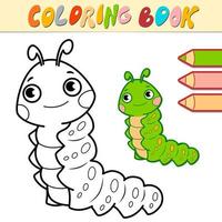 livre de coloriage ou page pour les enfants. chenille vecteur noir et blanc