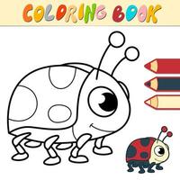 livre de coloriage ou page pour les enfants. coccinelle vecteur noir et blanc