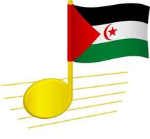 drapeau de la république arabe sahraouie démocratique et note de musique vecteur