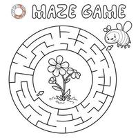 jeu de puzzle labyrinthe pour les enfants. décrivez le labyrinthe de cercle ou le jeu de labyrinthe avec l'abeille. vecteur