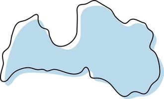 carte simple stylisée de l'icône de la lettonie. croquis bleu carte de l'illustration vectorielle de lettonie vecteur