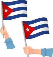 drapeau cuba dans l'icône de la main vecteur