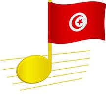 drapeau tunisien et note de musique vecteur