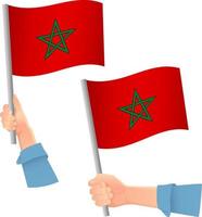 drapeau marocain dans l'icône de la main vecteur