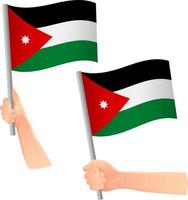 drapeau jordanien dans l'icône de la main vecteur