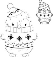 puzzle de Noël point à point pour les enfants. connecter le jeu de points. illustration vectorielle de pingouin de noël vecteur