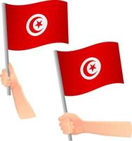 drapeau tunisien dans l'icône de la main vecteur