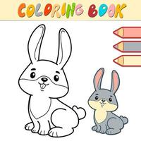 livre de coloriage ou page pour les enfants. lapin noir et blanc vecteur