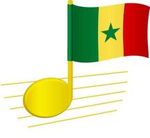 drapeau sénégal et note de musique vecteur