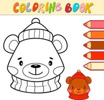livre de coloriage ou page pour les enfants. illustration vectorielle de noël animal noir et blanc vecteur