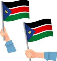 drapeau sud-soudan dans l'icône de la main vecteur