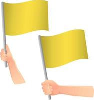 drapeau jaune dans l'icône de la main vecteur