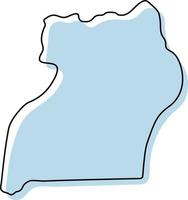 carte simple stylisée de l'icône de l'ouganda. croquis bleu de l'illustration vectorielle de l'ouganda vecteur