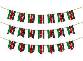 drapeau du kenya sur les cordes sur fond blanc. ensemble de drapeaux banderoles patriotiques. banderoles décoration du drapeau du kenya vecteur