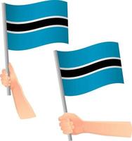 drapeau du botswana dans l'icône de la main vecteur