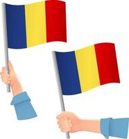 drapeau tchad dans l'icône de la main vecteur