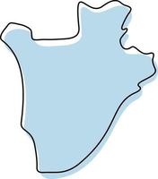 carte simple stylisée de l'icône burundi. croquis bleu carte du burundi illustration vectorielle vecteur