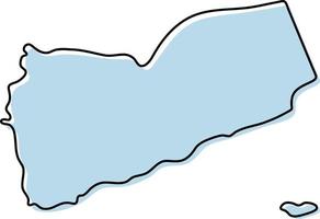 carte simple stylisée de l'icône du yémen. croquis bleu carte de l'illustration vectorielle du yémen vecteur