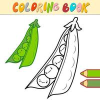 livre de coloriage ou page pour les enfants. vecteur de pois noir et blanc