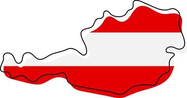 Carte muette stylisée de l'Autriche avec l'icône du drapeau national. carte des couleurs du drapeau de l'illustration vectorielle de l'autriche. vecteur