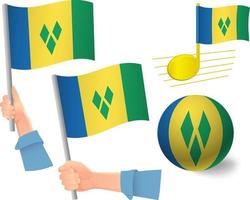 jeu d'icônes de drapeau saint vincent et les grenadines vecteur