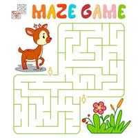 jeu de puzzle labyrinthe pour les enfants. labyrinthe ou jeu de labyrinthe avec des cerfs. vecteur