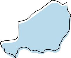 carte simple stylisée de l'icône du niger. croquis bleu carte de l'illustration vectorielle du niger vecteur
