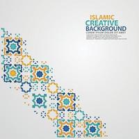 fond de bannière de carte de voeux islamique avec des détails colorés ornementaux d'ornement d'art islamique en mosaïque florale vecteur