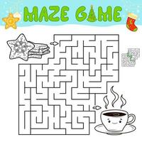jeu de puzzle de labyrinthe de noël pour les enfants. contour labyrinthe ou jeu de labyrinthe avec biscuit de noël. vecteur
