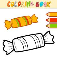 livre de coloriage ou page pour les enfants. vecteur de bonbons de noël noir et blanc