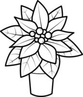 livre de coloriage de noël ou page pour les enfants. poinsettia illustration vectorielle noir et blanc vecteur