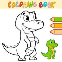 livre de coloriage ou page pour les enfants. crocodile noir et blanc vecteur