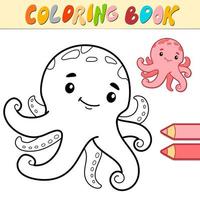 livre de coloriage ou page pour les enfants. vecteur de poulpe noir et blanc