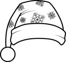 livre de coloriage de noël ou page pour les enfants. bonnet de noel illustration vectorielle noir et blanc vecteur