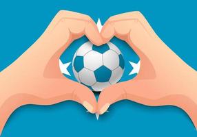 ballon de football de micronésie et forme de coeur de main vecteur