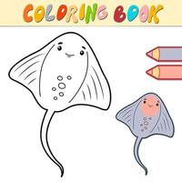 livre de coloriage ou page pour les enfants. crampe-poisson vecteur noir et blanc