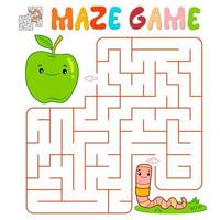 jeu de puzzle labyrinthe pour les enfants. labyrinthe ou jeu de labyrinthe avec ver. vecteur