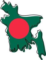 Carte muette stylisée du Bangladesh avec l'icône du drapeau national. carte des couleurs du drapeau de l'illustration vectorielle du bangladesh. vecteur